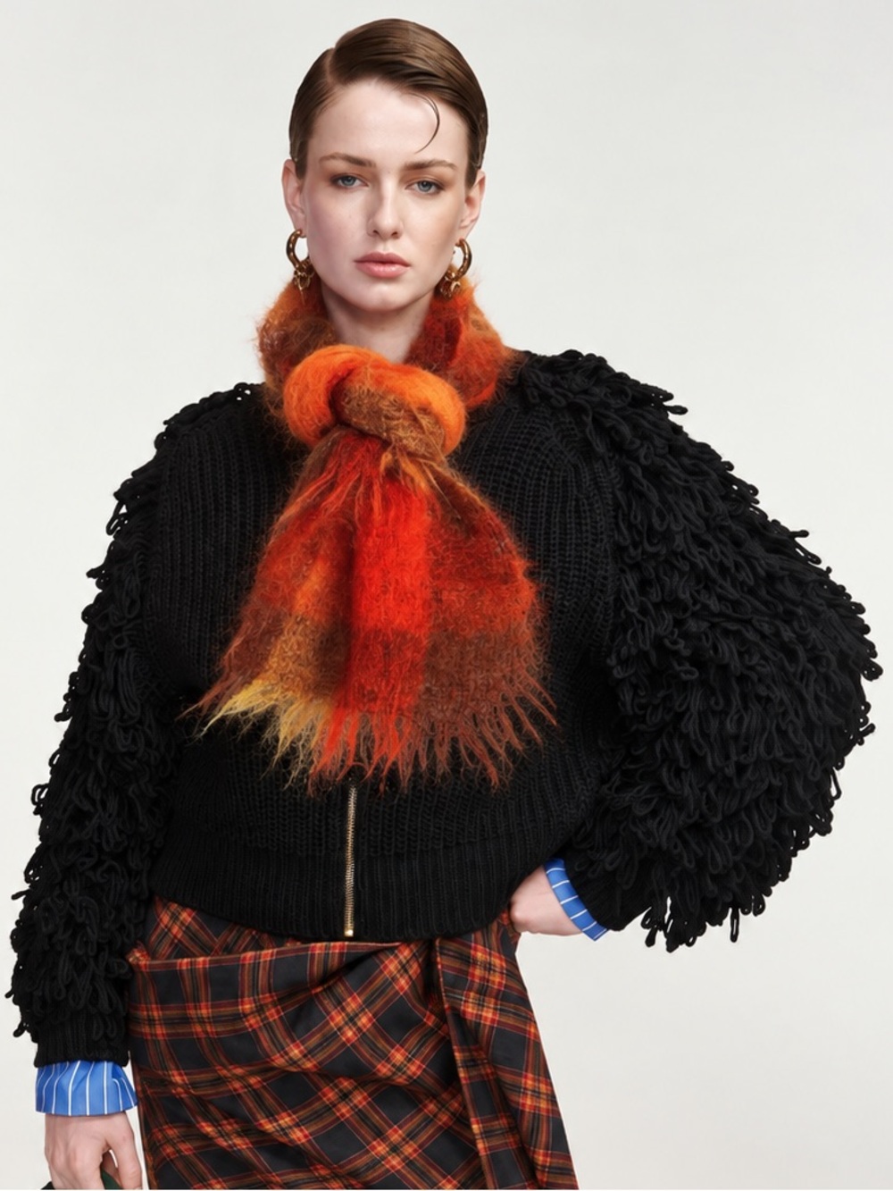 Vintage Brightly Coloured Mohair Perite Neck Scarf Autumn Like New